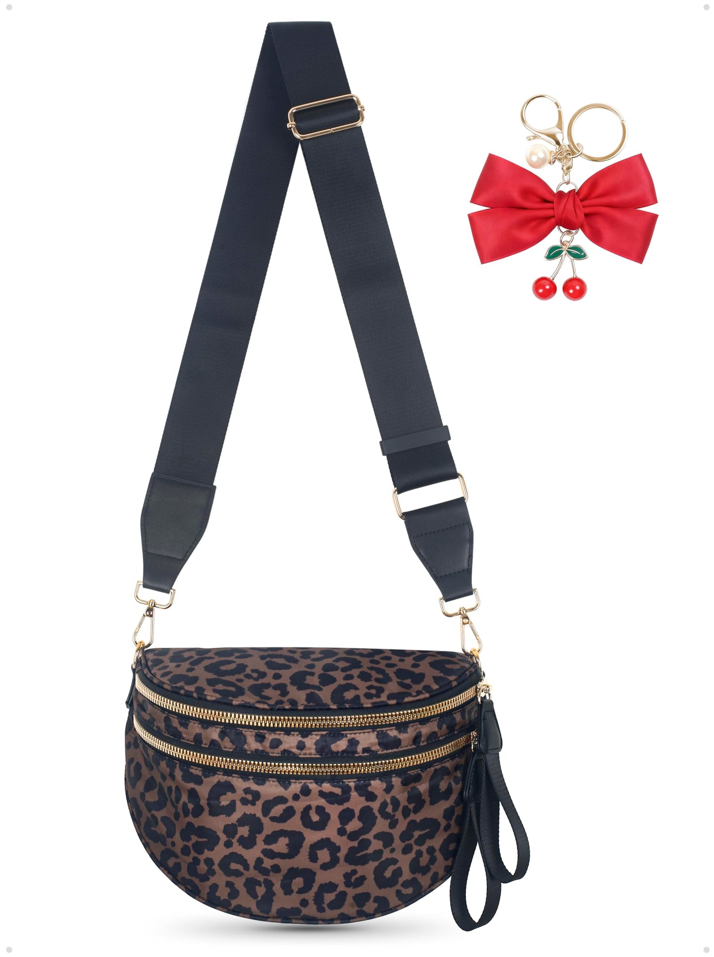 Bum Bag Crossbody Bag for Women | Spacious Bum Bags | Nylon Crossbody Fanny Packs | Leopard Purse Belt Wallet (Colour Bum Bag-Brown Leopard)
