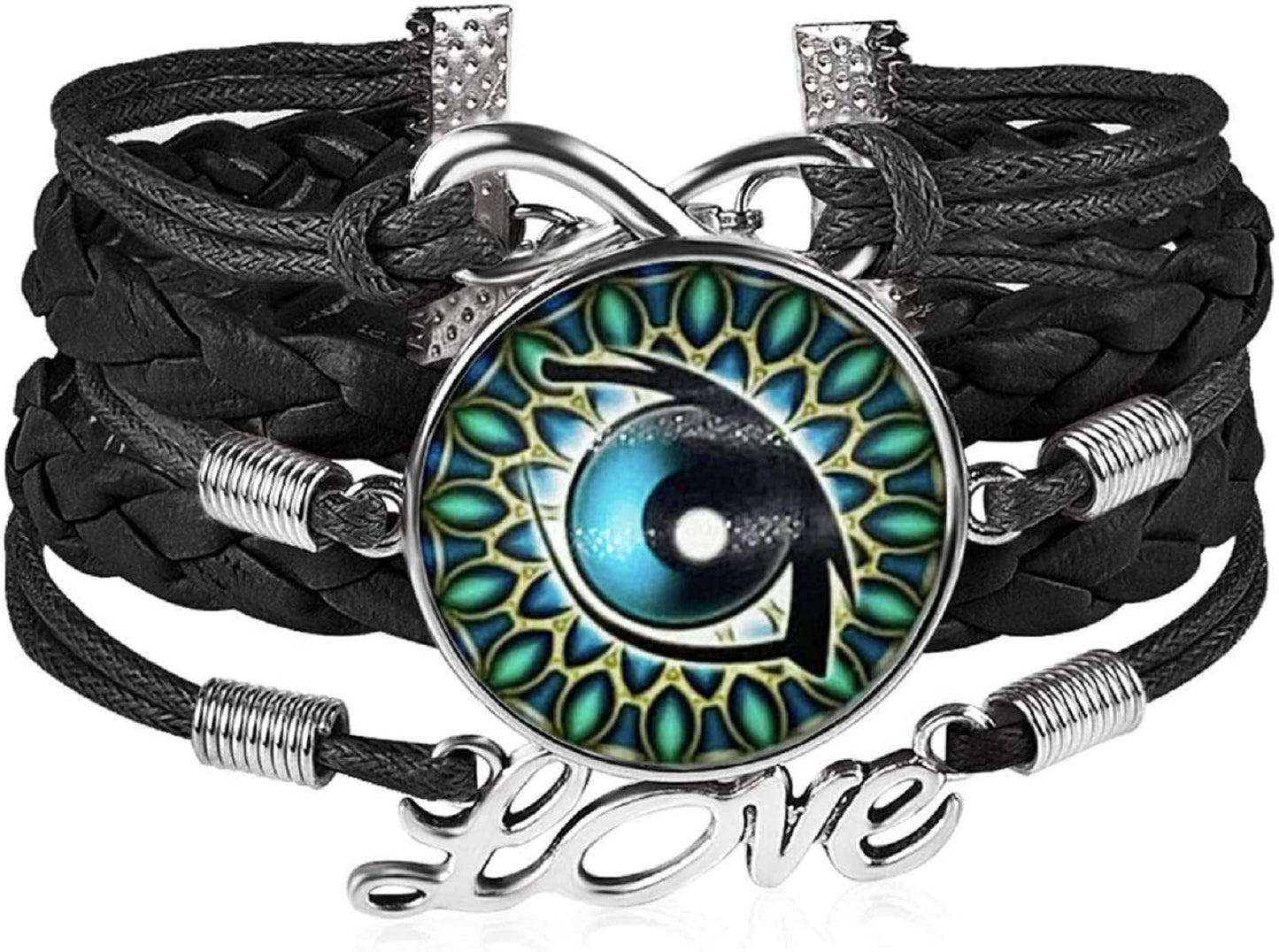 MIAO JIN 12PCS 25mm adjustable round Cabochon Bezel Disc Rough bracelet leatherette Bracelet Bezel set for hand crafted bracelets