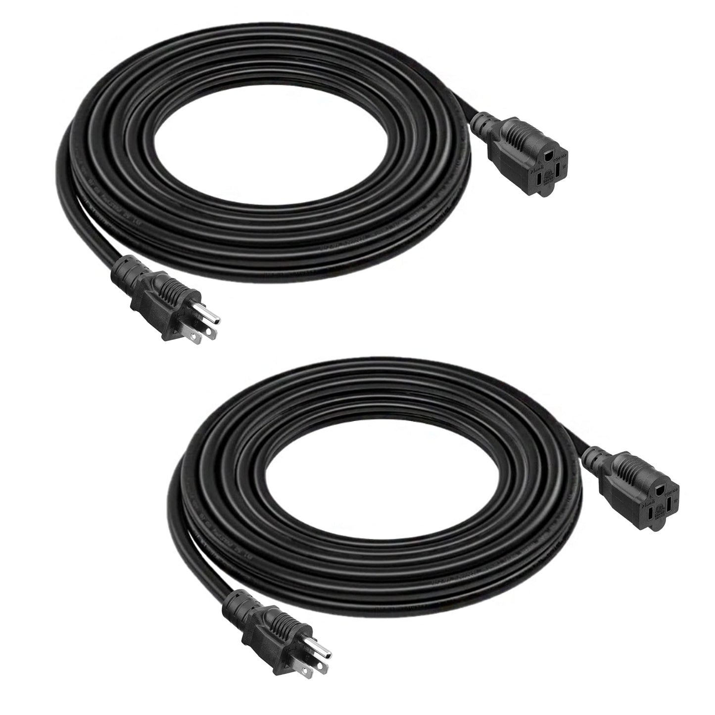 BELLLIGHTS 2-Pack 15ft Extension Cord 16 SJTW AWG Heavy Duty 3 Prong Power Cord