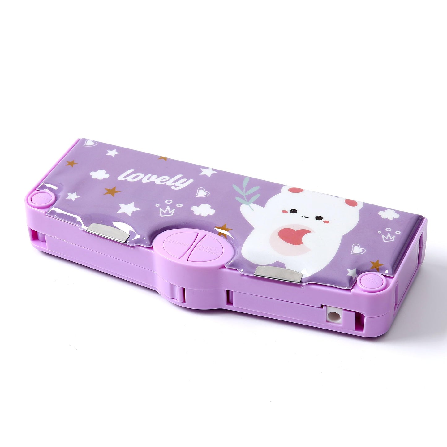 Ristpal Pop Up Multifunction Pencil Case, Cute Cartoon Pen Box Organizer Stationery with Sharpener, School Supplies, Best Birthday Gifts (Purple)