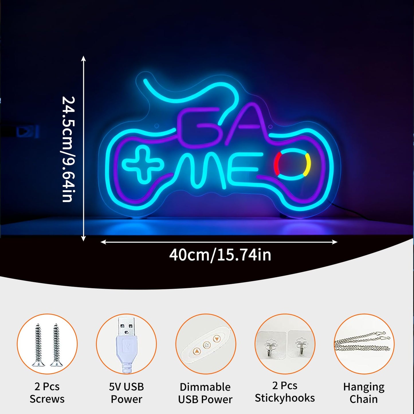 Neonawall Gamer Neon Sign for Wall Decor Light Up Letters Business Led Sign Gamer Birthday Party Gifts Led Decorative Night Signs Game Room Decorations Christmas Gift for Boys’ Home Bedroom