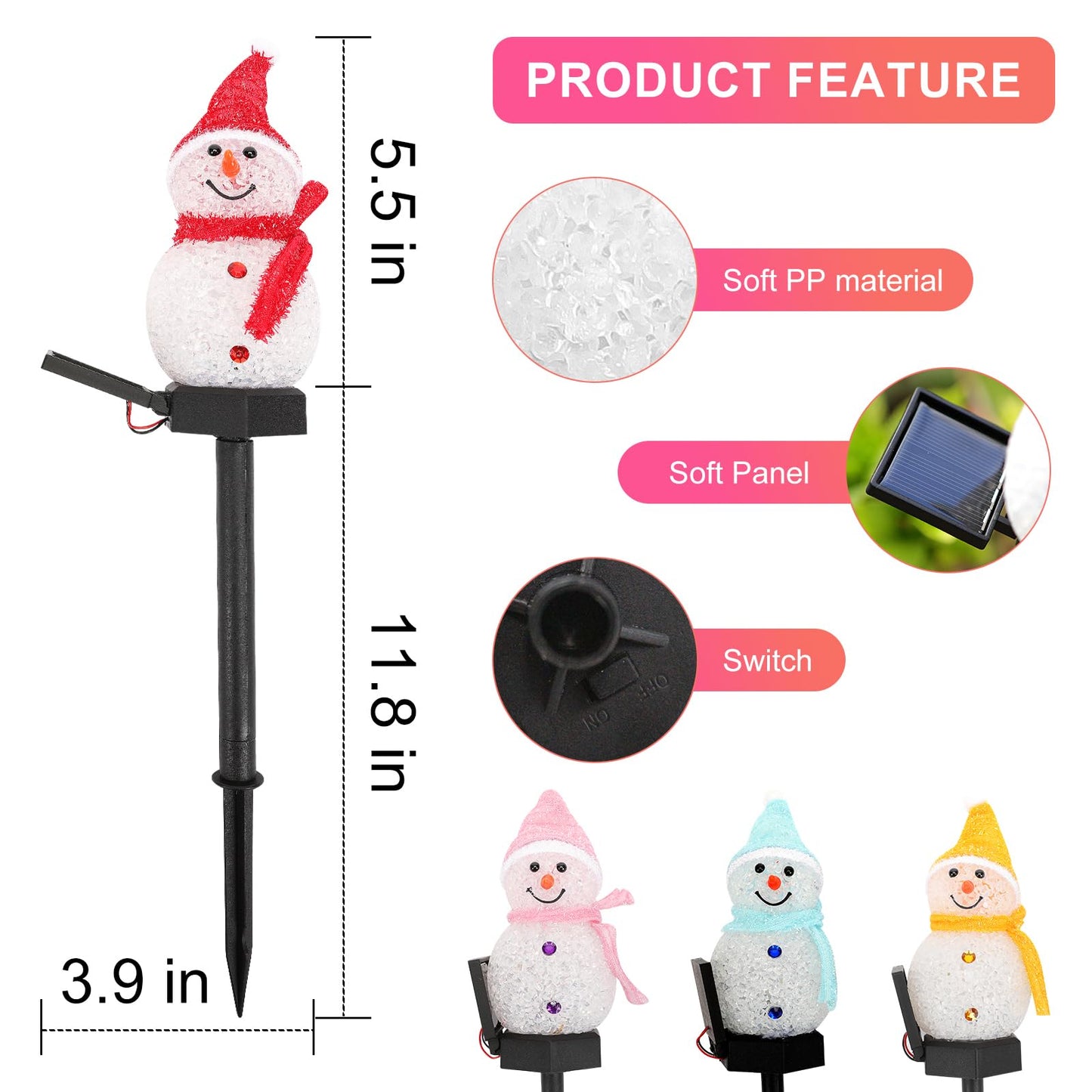 Outdoor Christmas Decorations 2025-Christmas Light Stakes for Yard-Snowman Solar Lights-Snowman Christmas Ornaments for Yard Garden Lawn Landscape Patio Walkway Decor