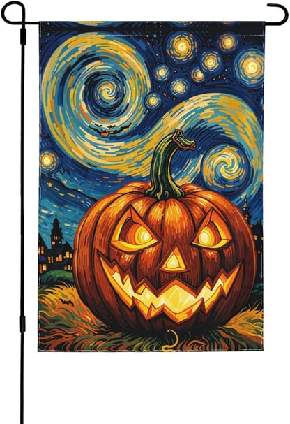 Halloween Scary Pumpkin Garden Flag for Fall Festival Porch Patio Farmhouse Outdoor Yard Decoration Vertical Double Sided Burlap 12.5 x 18 Inch