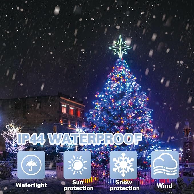 LAMPHOME 66ft Christmas Decorative Mini Lights, 200 LED Transparent Wire Fairy Starry String Lights Plug in, 12 Lighting Modes for Outdoor Xmas Tree Wedding Party Decoration (White and Multicolor)