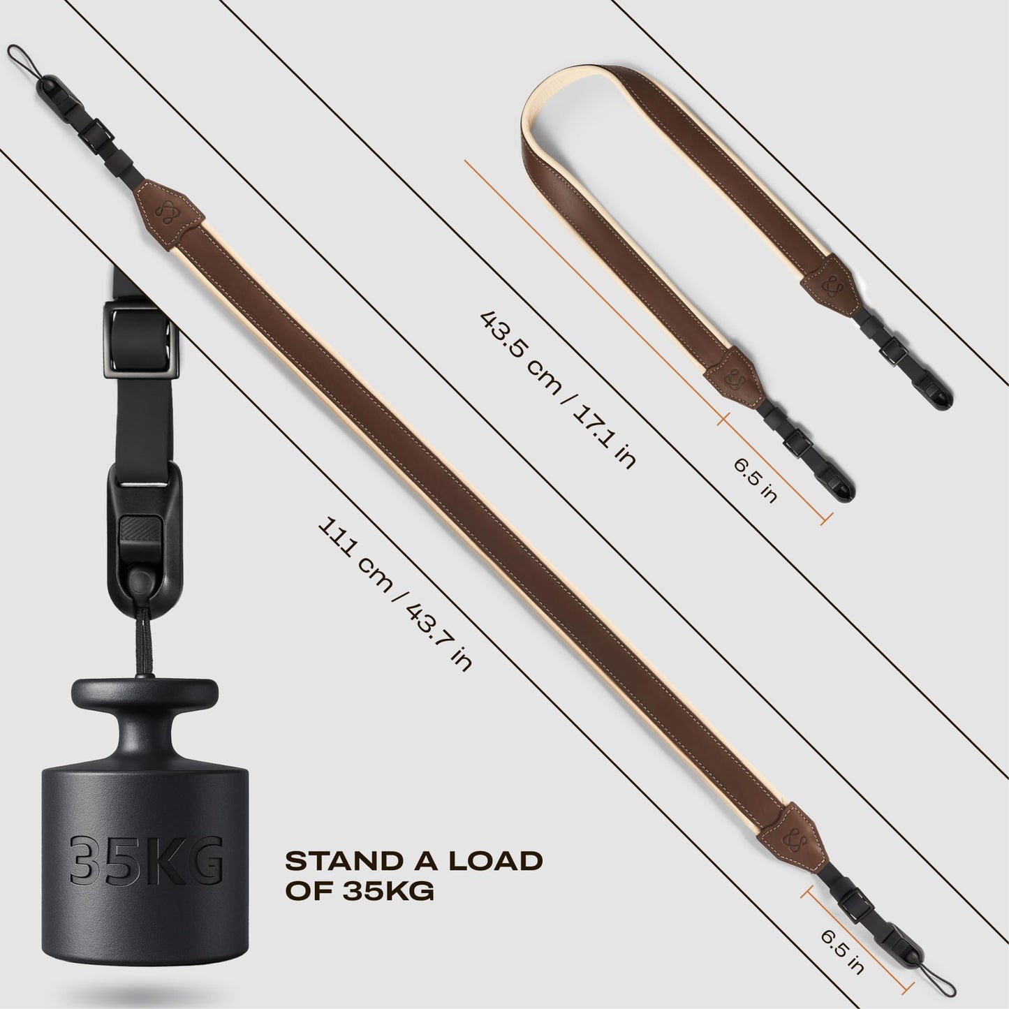 C Coiro Padded Leather Camera Strap with Quick Release, Configurable as Sling, Neck Adjustable DSLR SLR Camera Shoulder Strap for Photographers, Padded/Brown
