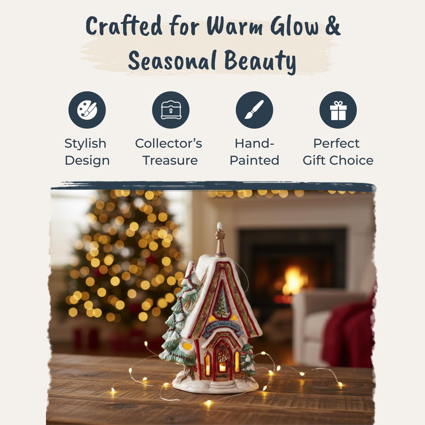 Blue Sky Ceramics Winter Woodland Church Candle House, Multi, Multicolor (1679)