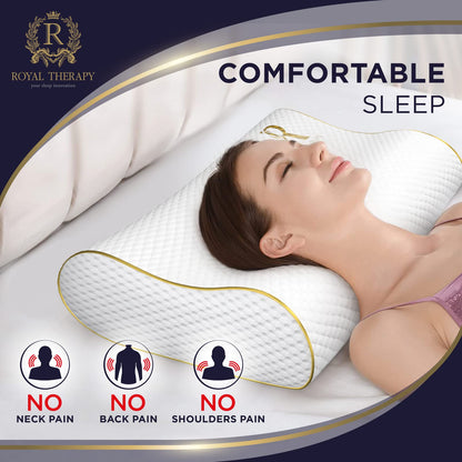 Royal Therapy Travel Memory Foam Pillow, Camping, Cervical for Pain, Contour Pillow, Shoulder Pain, Neck Pain Pillow