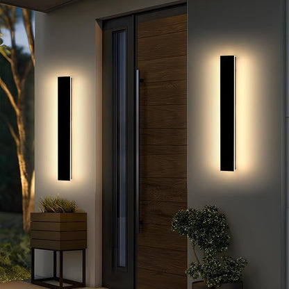 Mikeru 23.6" 2Pack Outdoor Wall Sconce 3000K Warm White - IP65 Waterproof Black Exterior Light, Hardwired Wall Mounted Fixture for Porch, Patio & Entryway | Non-Dimmable Weatherproof Design