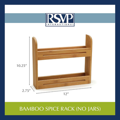 RSVP International Bamboo Collection, Countertop Décor for Kitchen & Tabletop, Spice Rack, 12x2.75x10.25"