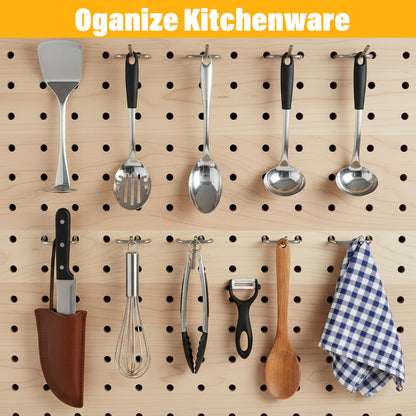 Meyeyaia 100 Pcs Pegboard Hooks 2 Inch Peg Board Shelving Hooks Peg Board Organizer Accessories Pegboard Wall Display Hanging Holders for 1/8 and 1/4 Garage Storage Organizer Tools (Silver)