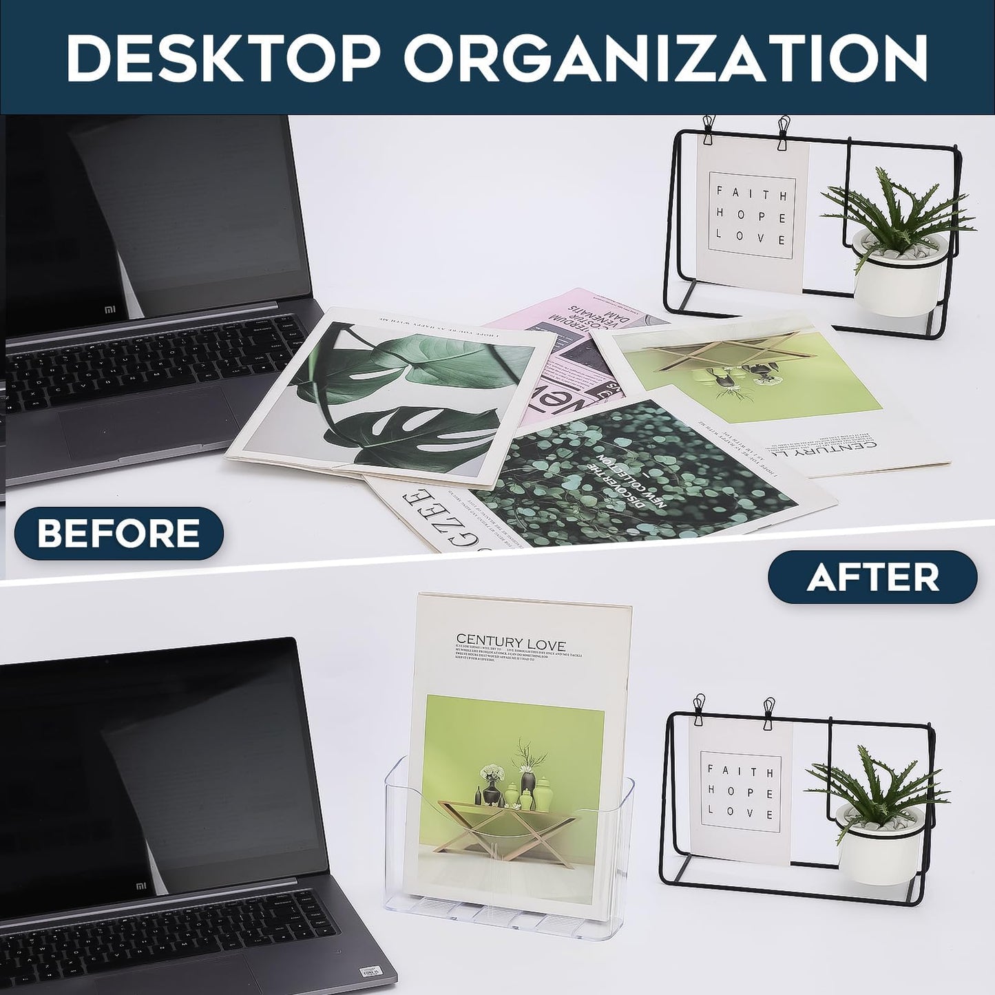 xydstay Acrylic Brochure Holder 8.5x11 Inches Slant Back Design, Clear Display Stand, Plastic Table Stand Sign Holder,Pamphlet Holder Flyer Holder, Acrylic Display Stand,for Office, Home, Store, 2 Pack
