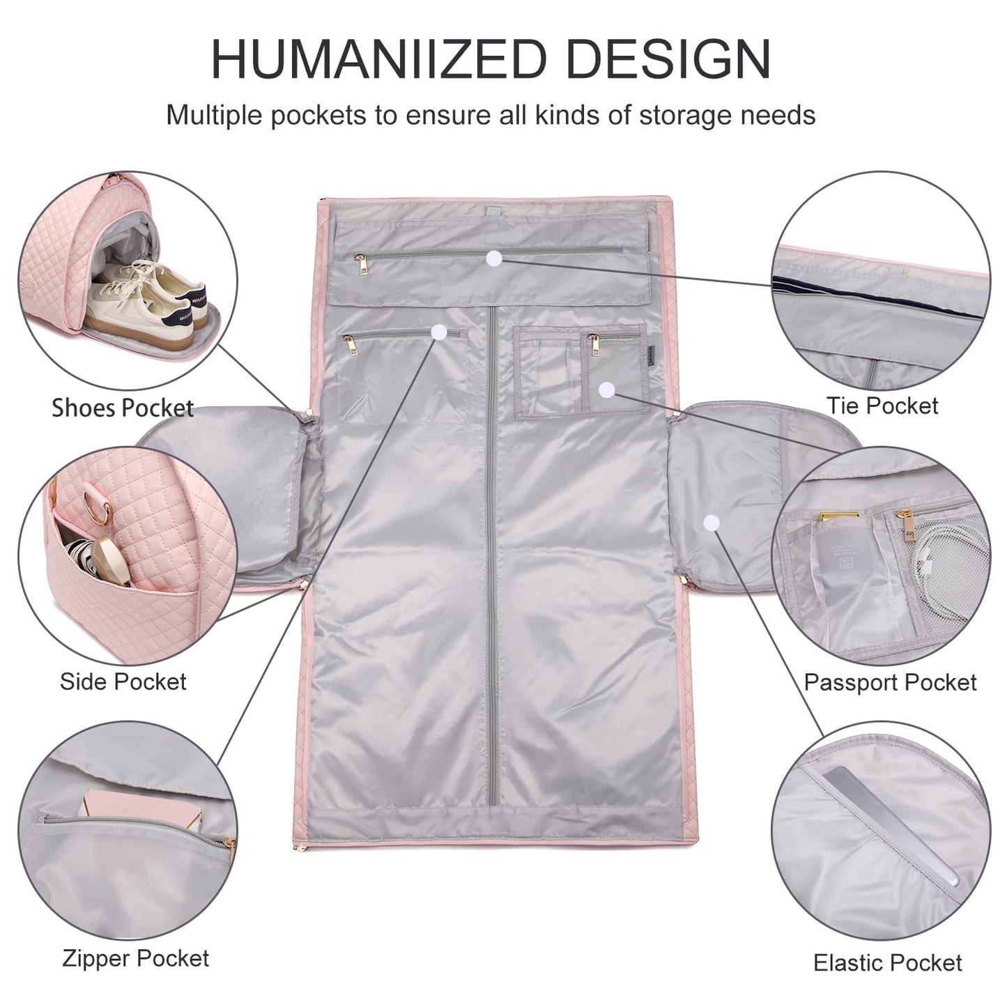seyfocnia Convertible Carry on Garment Bag for Women, Garment Bags for Travel with Shoe Pouch 2 in 1 Hanging Suitcase Suit Bag for Women Travel Duffle Bag Garment Bag