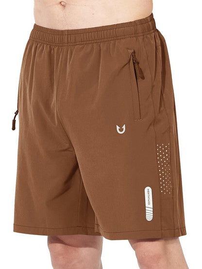 NORTHYARD Men's Athletic Running Shorts Gym Workout 7"/9"/5" Quick Dry Lightweight Sports Basketball Tennis 3 Zipper Pockets Brown 3XL