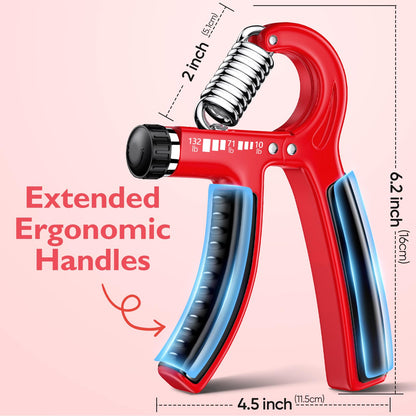 FitBeast Grip Strengthener Forearm Strengthener, Adjustable Hand Grip for Strength Training & Rehabilitation, 10-132 lbs Resistance, Ideal for Athletes and Physical Therapy (1 Piece Red)