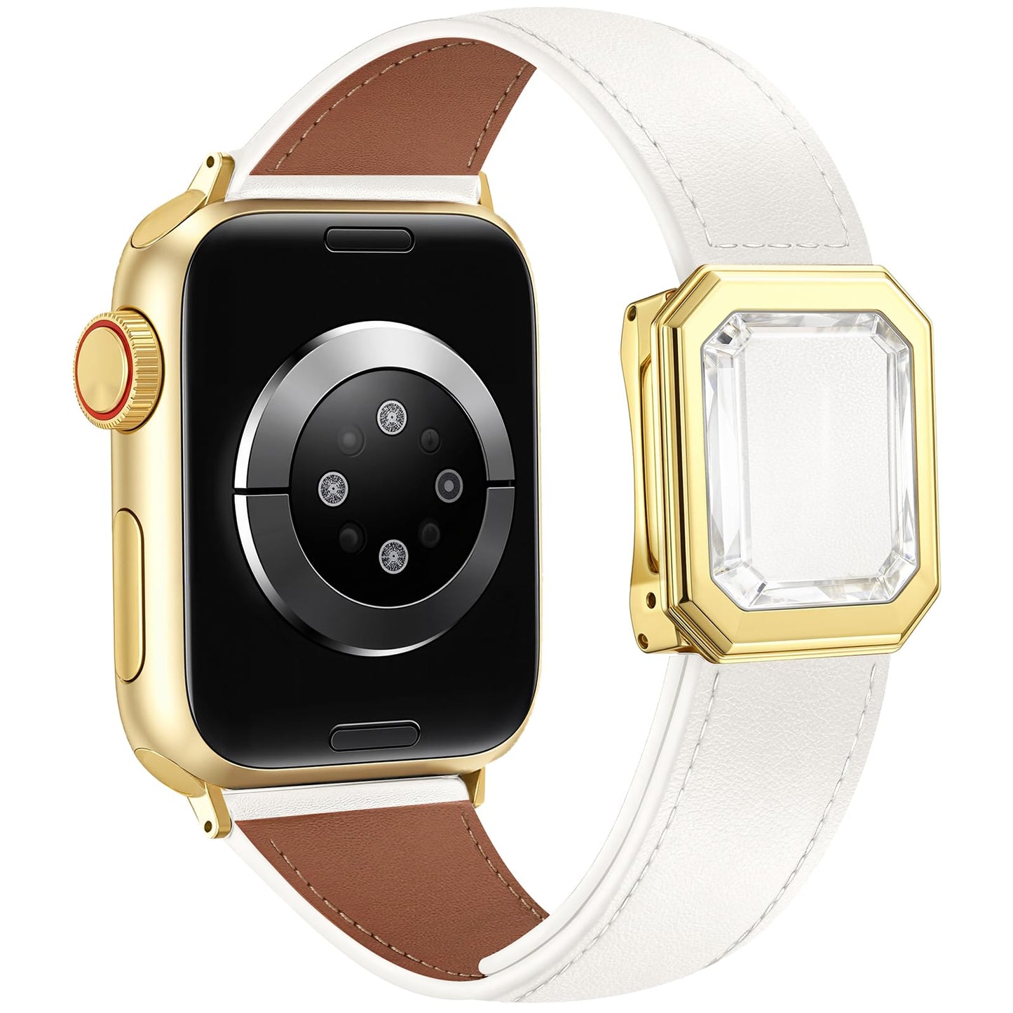 Newlibery Designer Leather Bands Women Compatible with Apple Watch 40mm 38mm 44mm 45mm 41mm 42mm 46mm 49mm Magnetic Clasp Strap for iWatch Series Ultra/SE/11/10/9/8/7/6/5/4