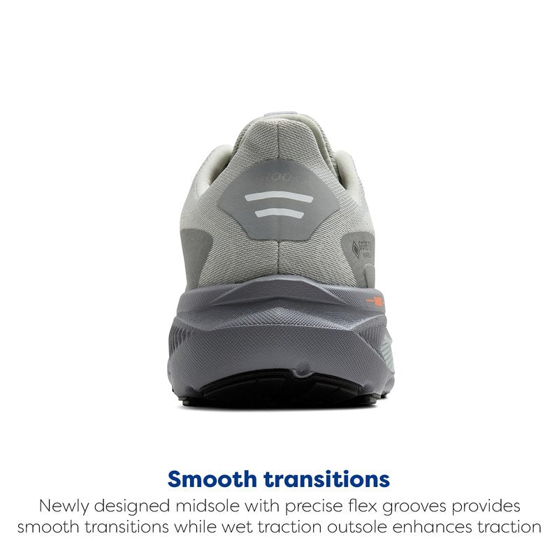 Brooks Men’s Ghost 17 GTX Waterproof Supportive Running & Walking Shoe - Smoke/Primer Grey/Orange - 7 Medium