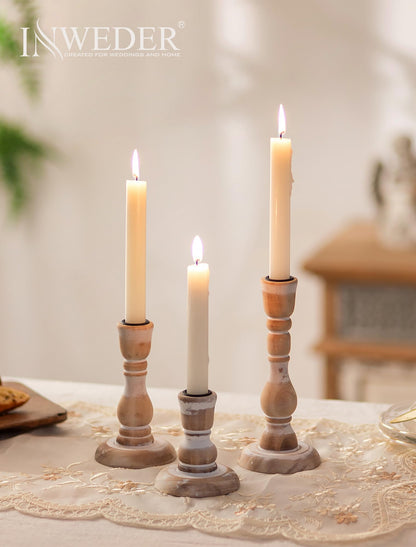 Inweder Wooden Candlestick Holders Rustic: Farmhouse Wood Taper Candle Holders Boho Candle Sticks Holder Fall Decor for Dinning Table Mantle Party Holiday Christmas Wedding Home Set of 6