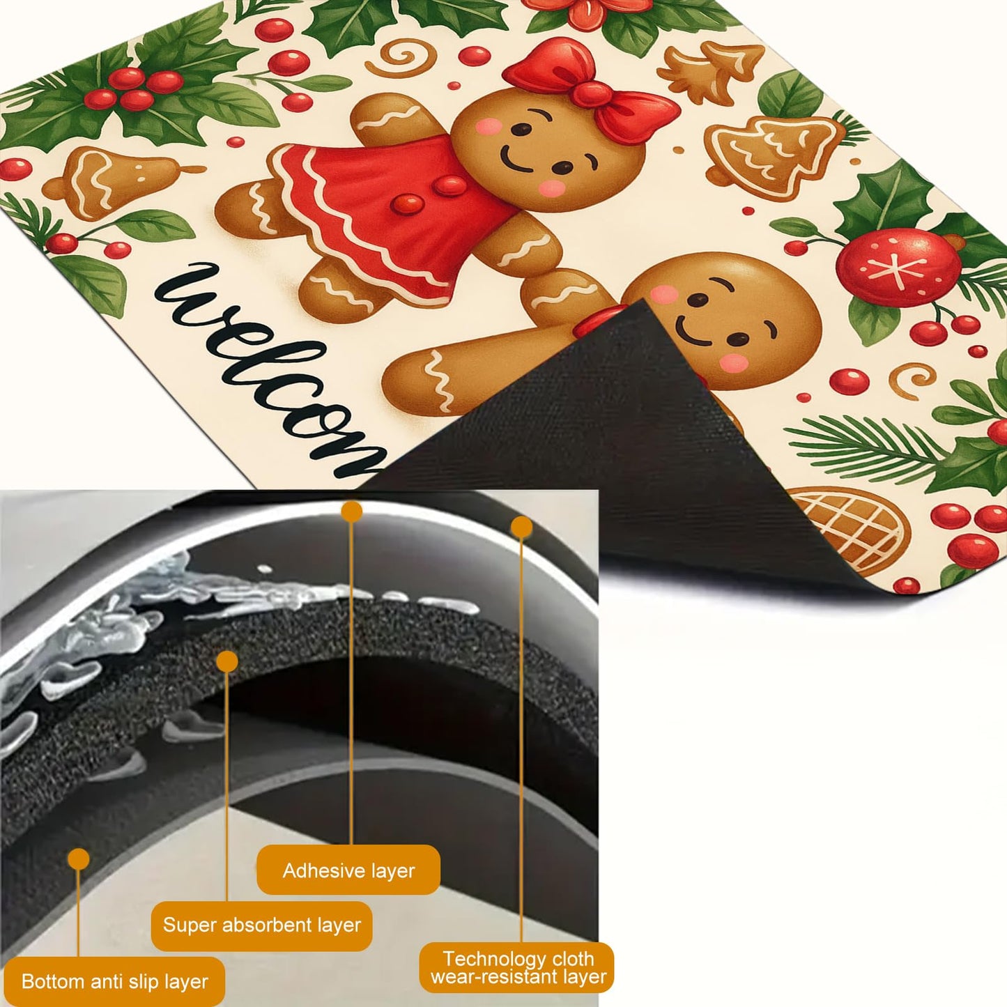 HOMETITUTE Stove Top Covers for Electric Glass Stove 28x20 Inches Christmas Gingerbread Couple Design Heat Resistant Cooktop Protector Cover Glass Stovetop Cover for Kitchen Countertops and Sinks