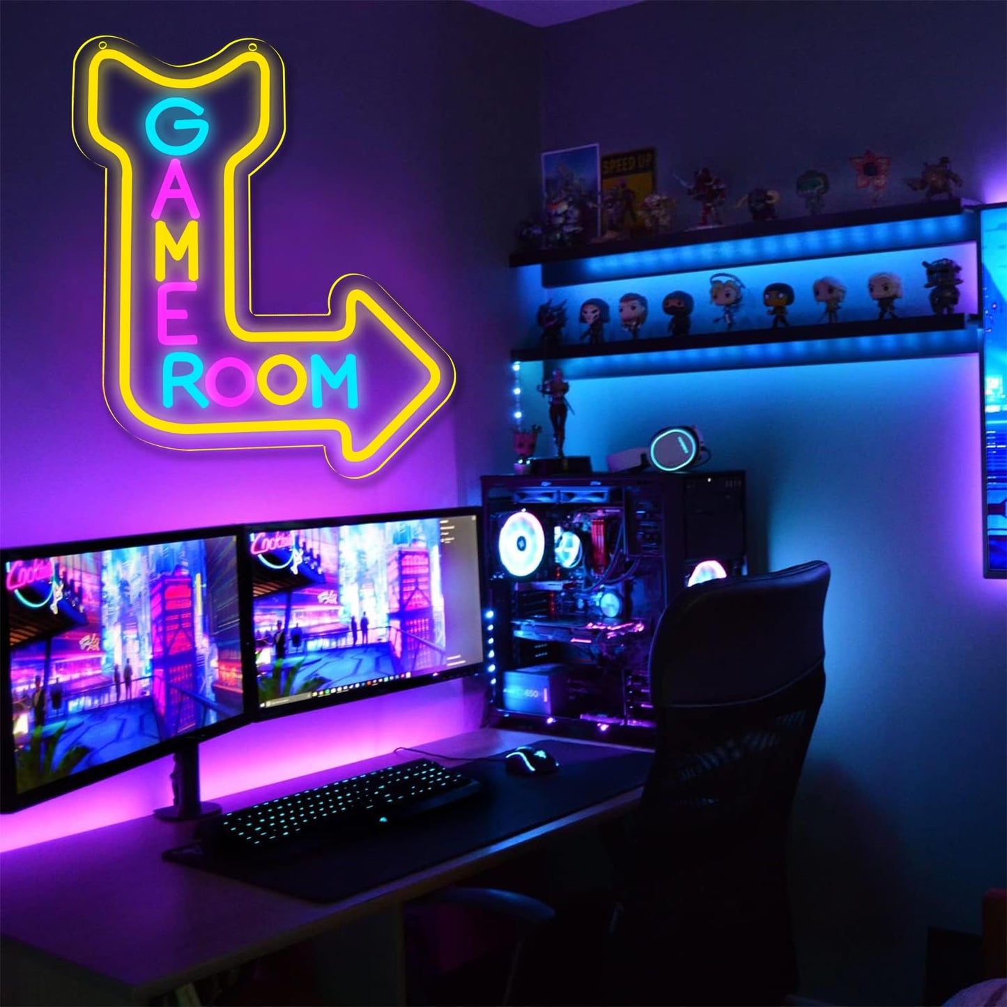 qbanziou Game Room Neon Signs for Wall Decor，Led Neon Light for Man Cave, Gamer Party Decorations Gifts