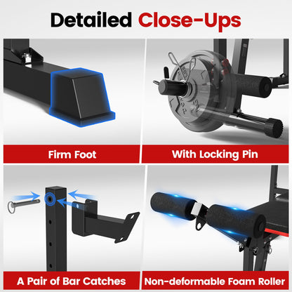 Weight Bench Set, 880LBS Adjustable Bench Press Set with Leg Extension and Barbell Rack, Safety Bar Catches, Fasting Foldable Workout Benches for Home and Gym