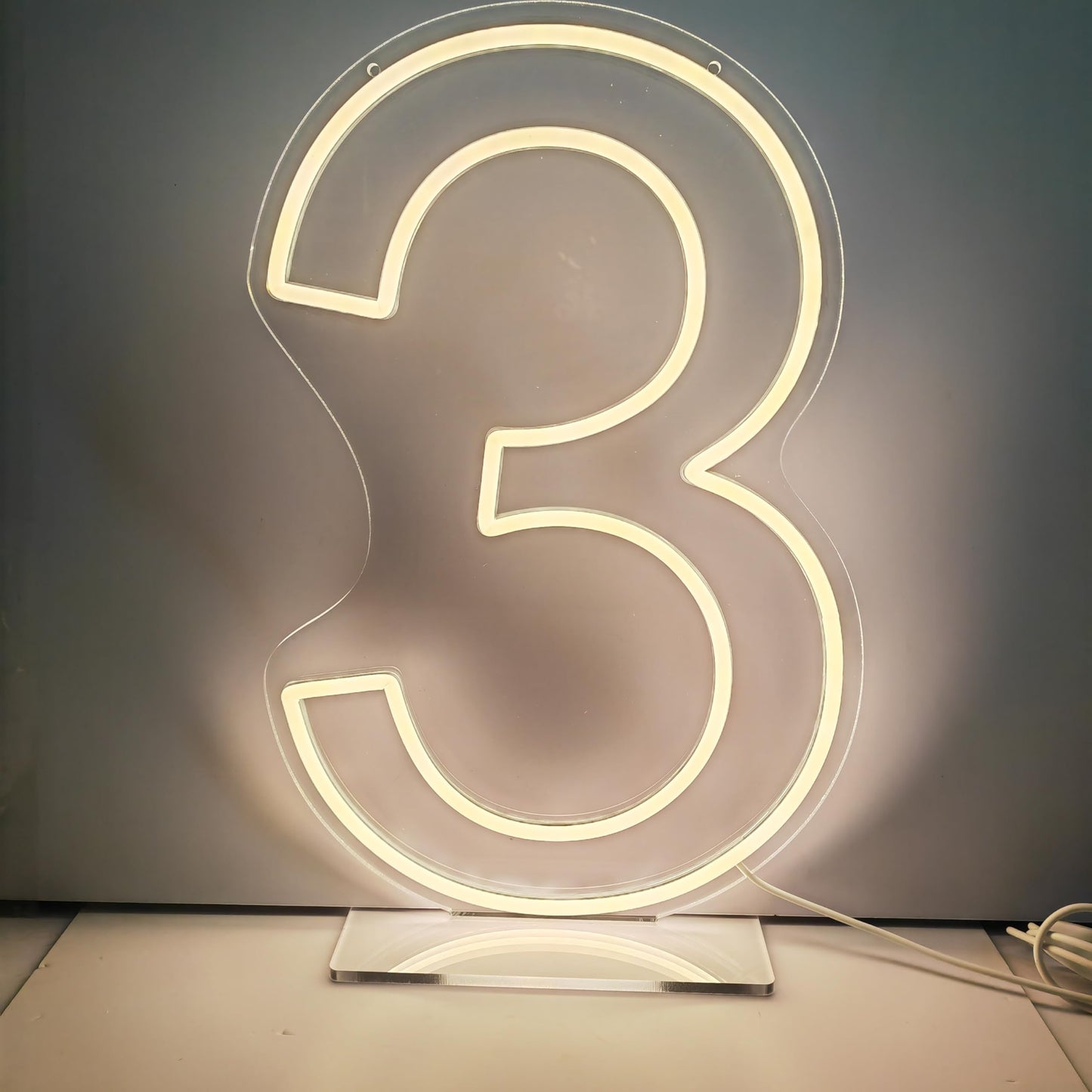 Neon Signs Number 3 Birthdays Decor Neon Lights Party USB Plus Battery Case Light up your baby's birthday with our Neon Number Three Sign (Number 3-Warm White)