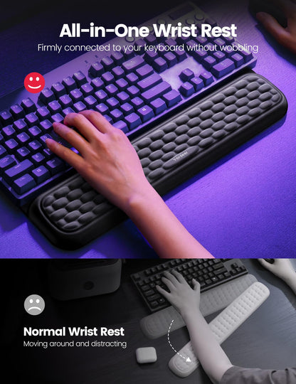 Vaydeer Keyboard Wrist Rest with Stickers, Full Mechanical Keyboard Support Pad, Desk Ergonomic Cushion for Computer Typing Office Work Home Gaming, Soft Memory Foam Arm Palm Hand Pain Relief Gift