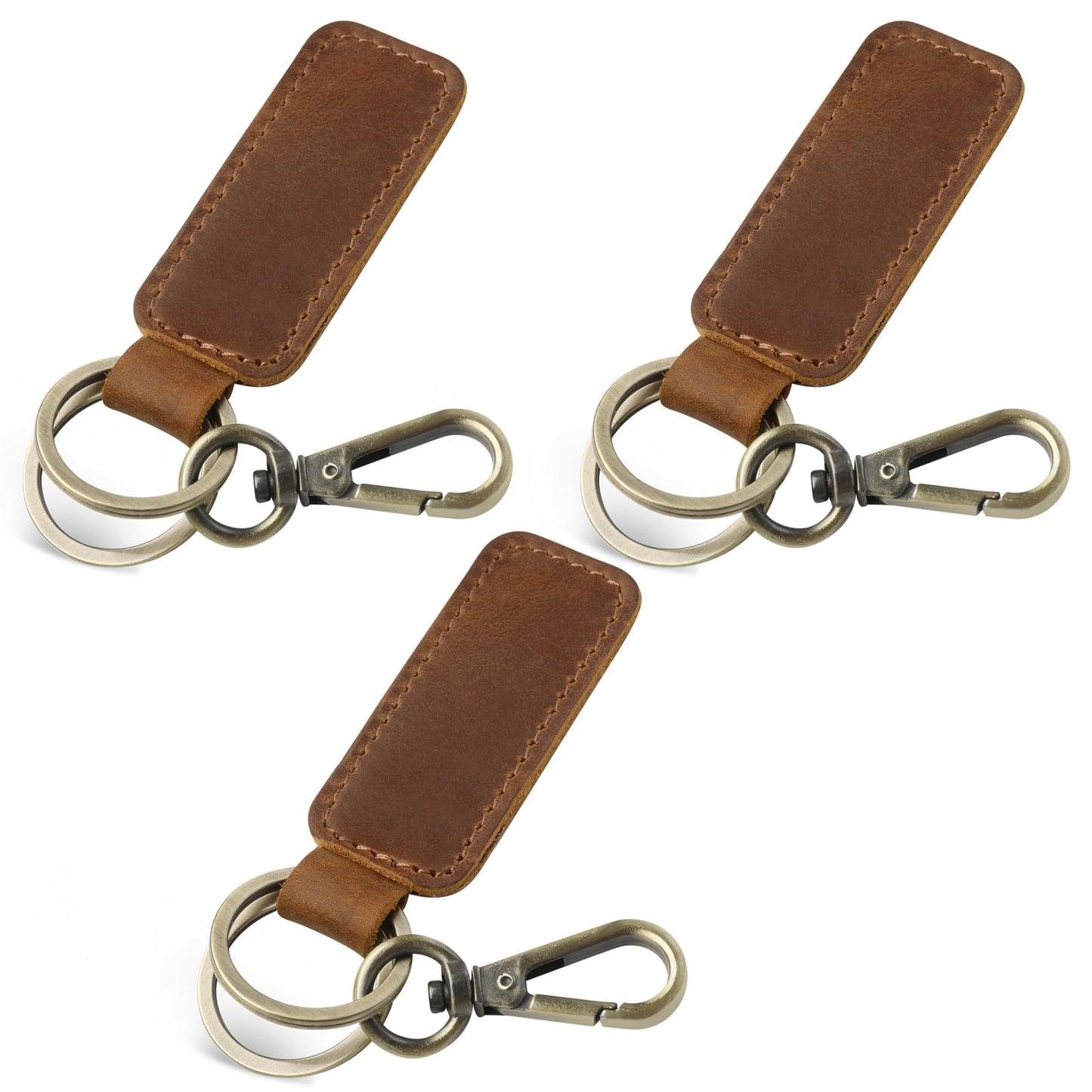 Jack&Chris Genuine Leather Car Keychain, Universal Key Fob Keychain, Leather Key Chain Holder for Men and Women, JC306
