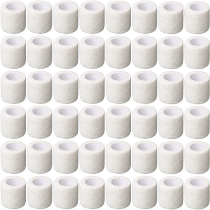 Treela 64 Pack 2" x 5 Yards Self Adhesive Cohesive Bandage Wraps, Elastic Breathable Athletic Tape, Flexible Self Adherent Bandage Rolls for Wrist, Ankle, Fingers, Sports & Pets (White)