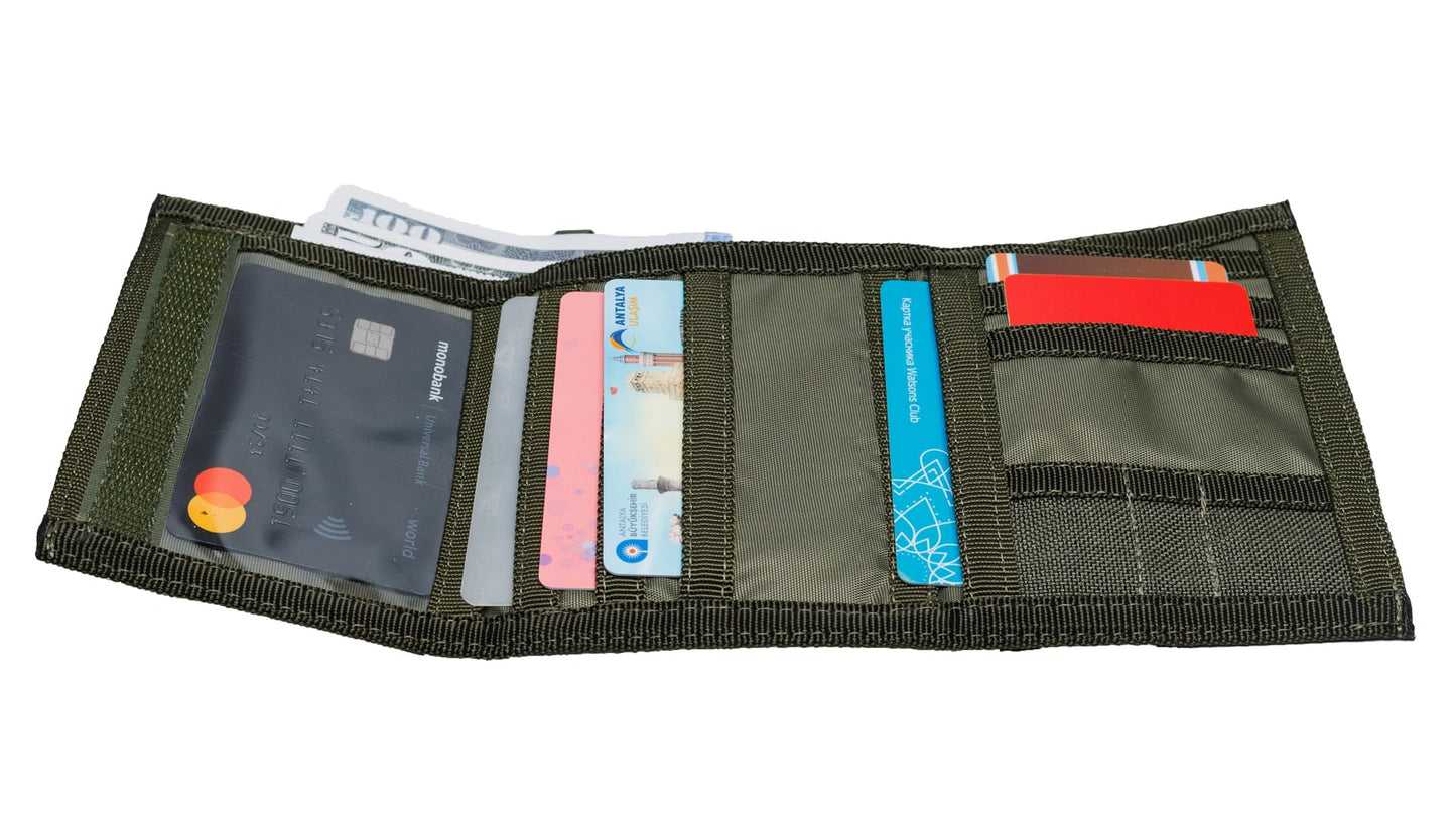 Chameleon Trifold Men Nylon Wallet - Military Tactical Mens Wallets- ID Card Holder - Canvas Thin Front Pocket Travel Wallet -Coin Zipper Pocket
