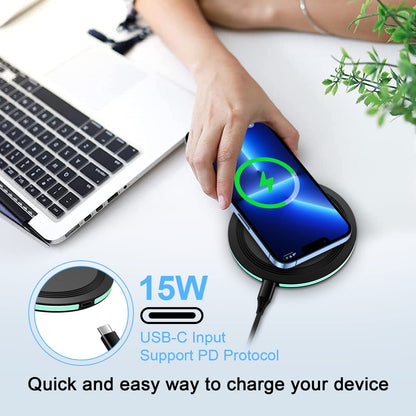 Wireless Charger Samsung Fast Charging Pad for Samsung Galaxy S25 Ultra/S24 FE/S23 Ultra/S22/S21/Z Flip 6 5,15W Wireless Charging Station Charger Mat and QC Adapter for Google Pixel 9 8a 7a 8 7 Pro