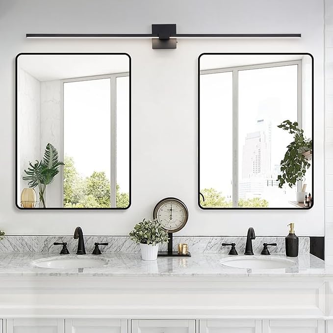 URSOLA Black Bathroom Light Fixtures, 48 inch Modern LED Vanity Lighting Over Mirror, 3CCT Dimmable Wall Sconces for Bedroom