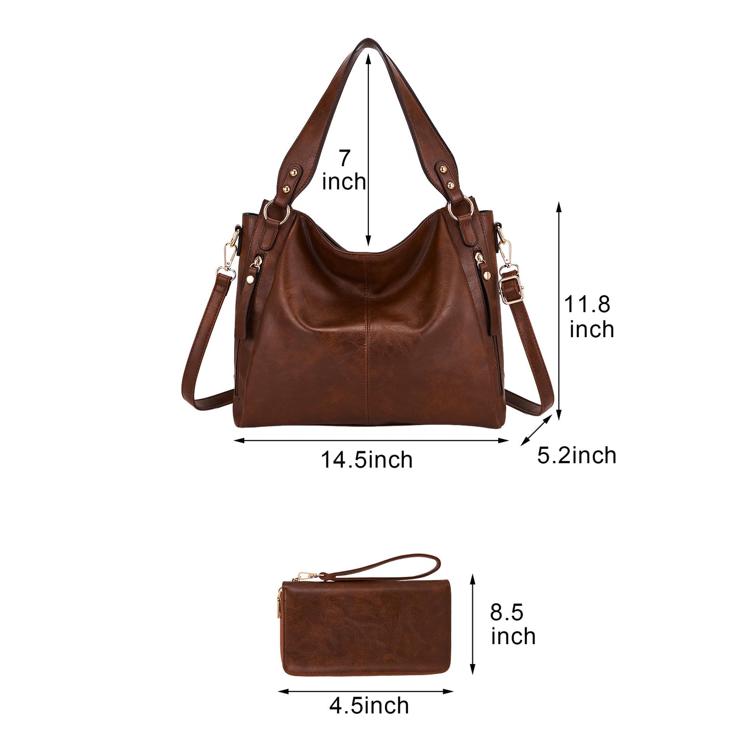 TOVAXY Women's Hobo Handbags Crossbody Bags Ladies Tote Shoulder Bags Purses and Wallet Set 2pcs
