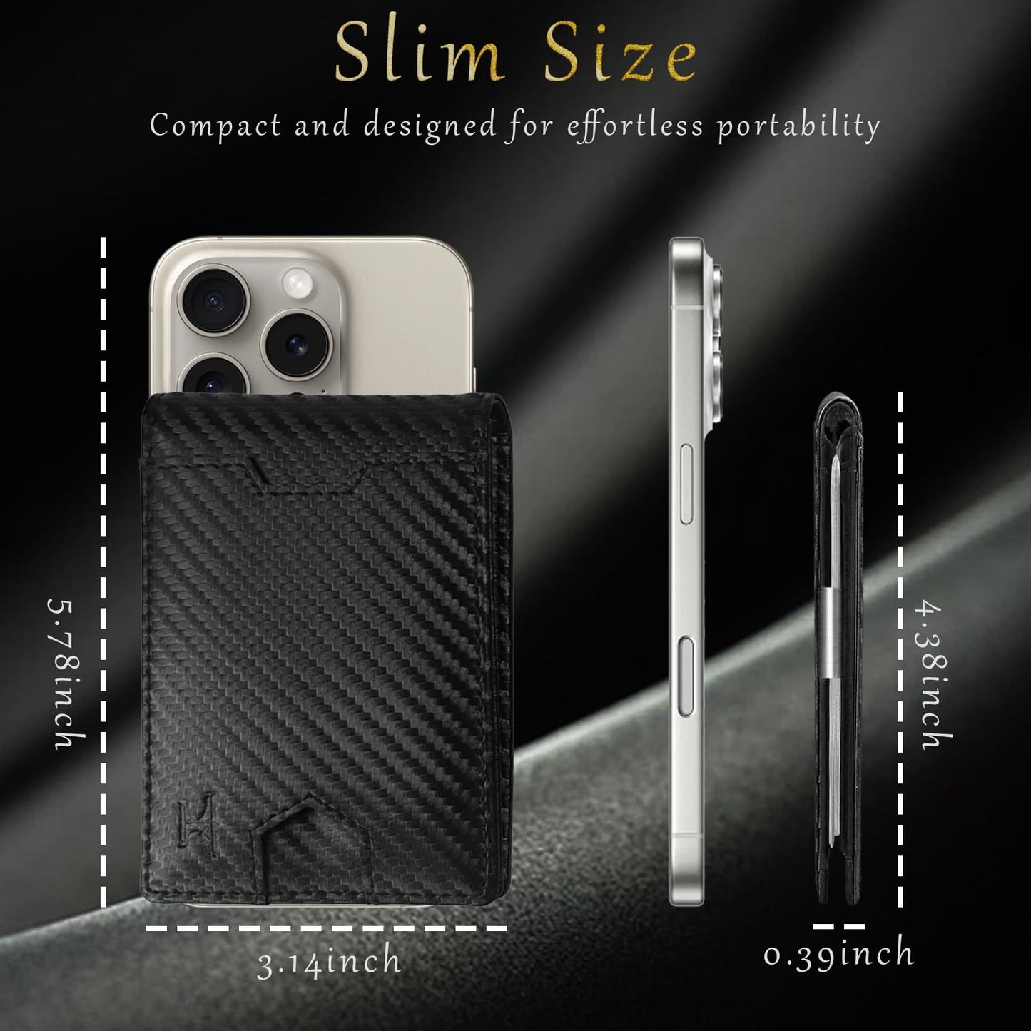 TOPFORGES RFID Wallet for Men with Money Clip (Removable) Slim Mens Wallet Carbon Fiber Front Pocket Minimalist Cash Card Holder Fits 11 Cards ID Window Includes Gift Box(Black
