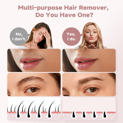 Facial Hair Removal for Women, Electric Painless Rechargeable Facial Hair Remover for Face, Lip, Chin with 2 x Replacement Heads