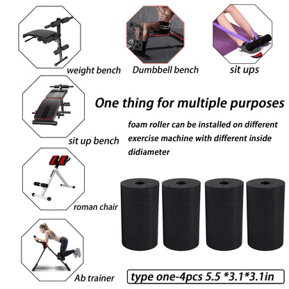Foot Foam Pads Rollers(7.87in*3.14in*3.14in) for Exercise Machine, Inversion Table, Workout Bench, Sits Ups Replacement Parts, Home Gym Accesories