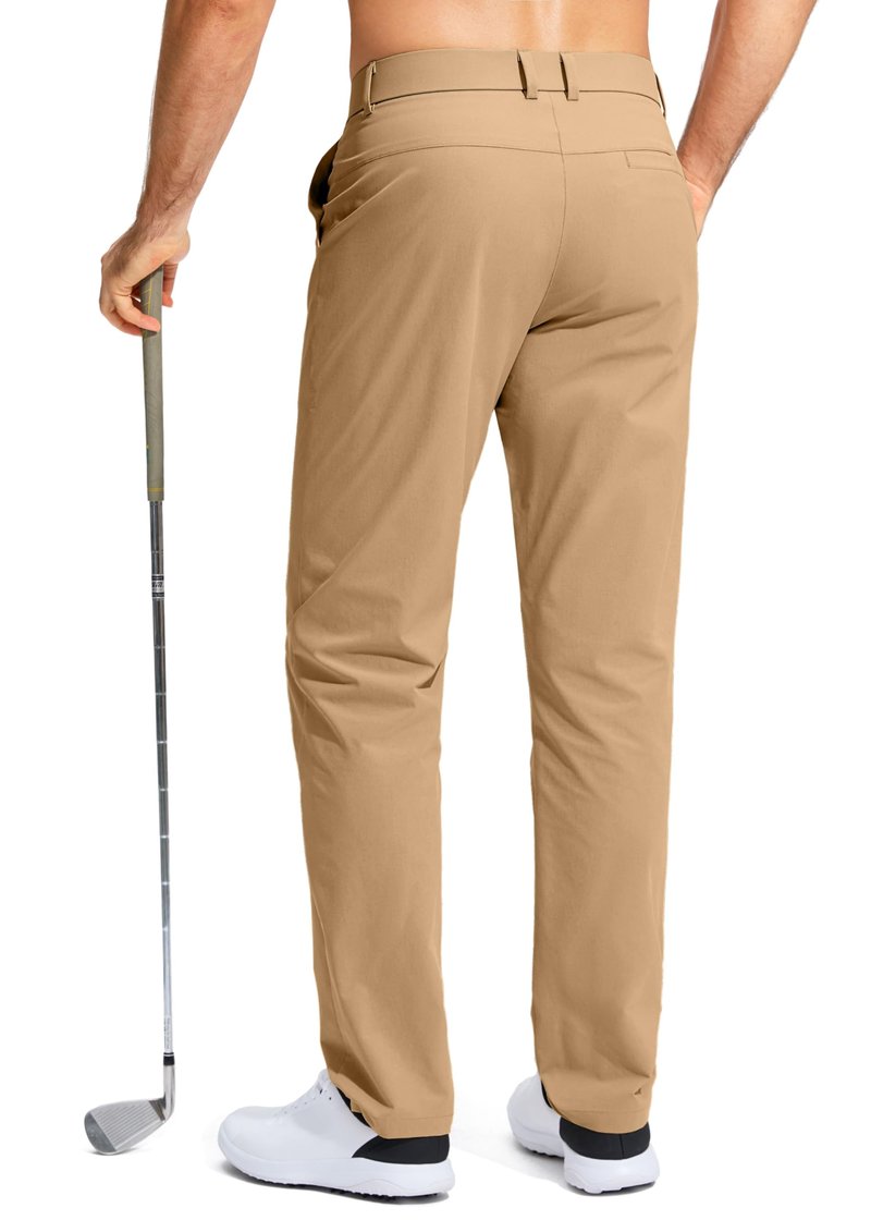 Pudolla Men's Golf Pants Stretch Work Pants for Men Dress Comfy Pants 30 Lightweight Quick Dry Casual Trousers(Dark Khaki 30Wx30L)