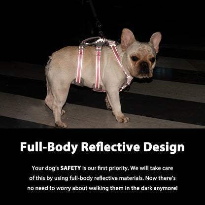 Huntboo Escape Proof Harness, No Slip Dog Harness Escape Proof, Fully Reflective Harness with Handle, Breathable, Durable, Adjustable Vest for Medium Dogs Walking and Training Gear (Black, M)