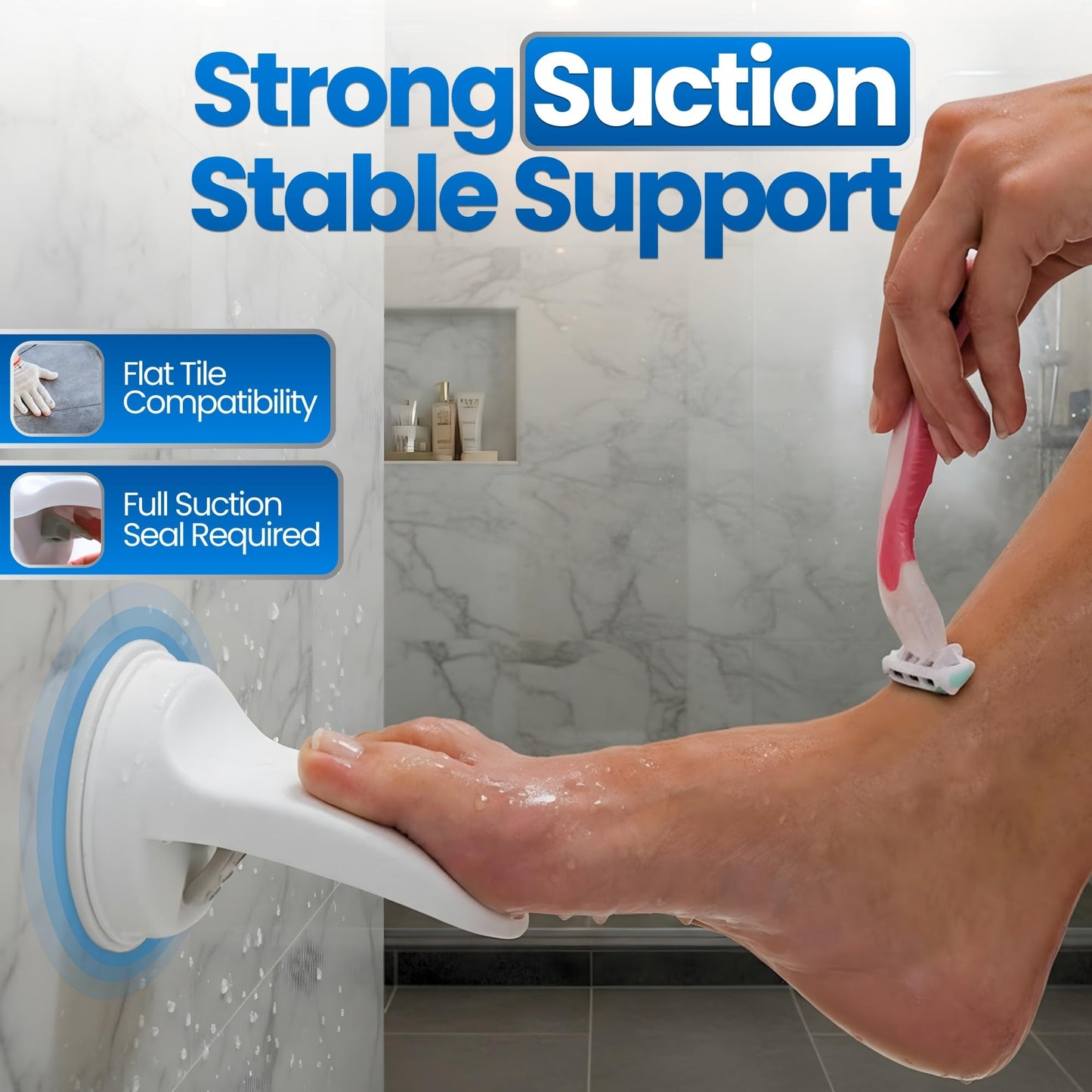 Safe-er-Grip Changing Lifestyles Shower Foot Rest, Non Slip Suction Cup Foot Rest Shower Shaving Leg Assist, Foot Stand for Shower, White, 1 Count (Pack of 1)