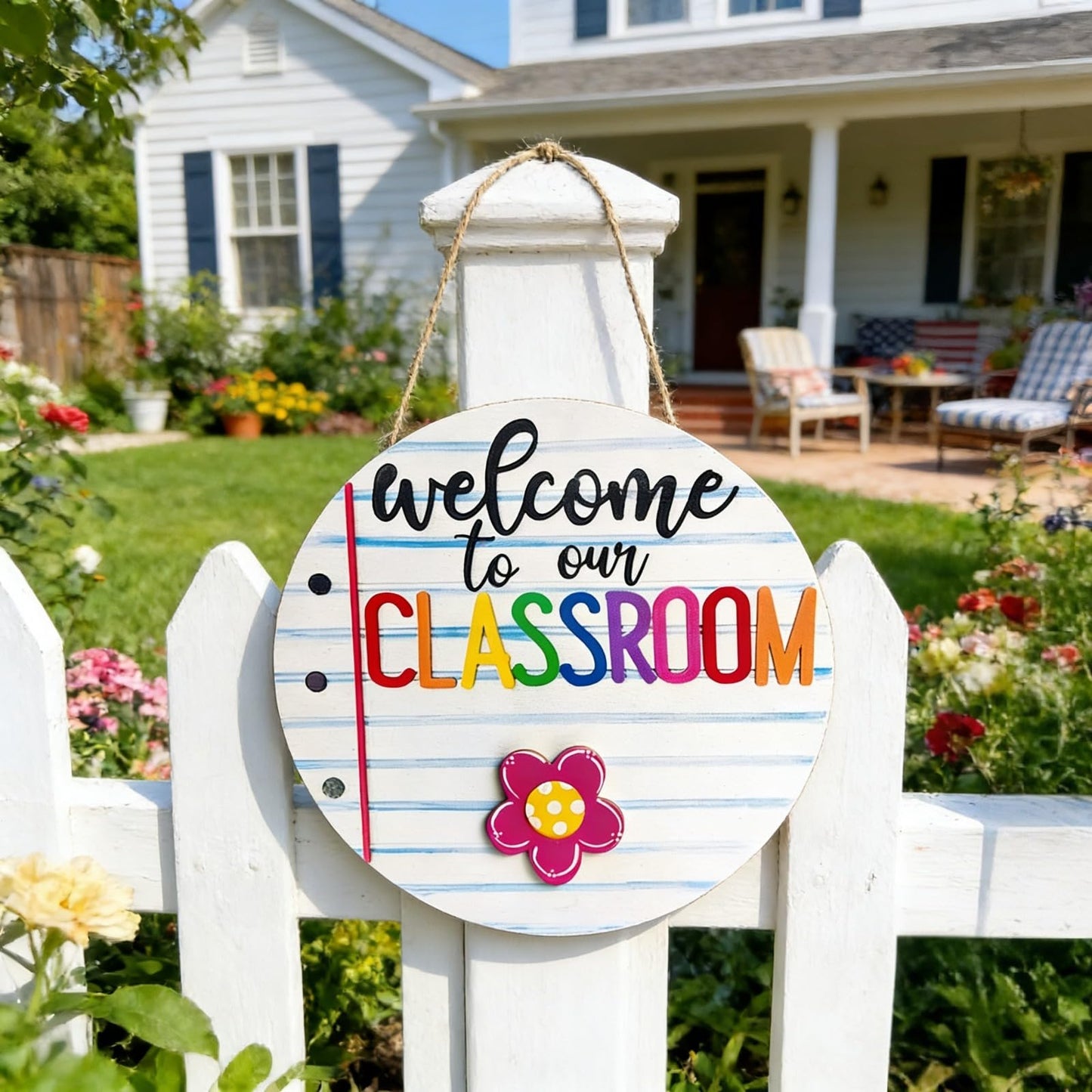 Welcome to Classroom Front Door Decoration Sign, Seasonal Door Sign,-12 inch Interchangeable Wooden Plaque for Classroom/Home, DIY Wall Decor for Christmas Holidays & Back-to-School,13 Patterns