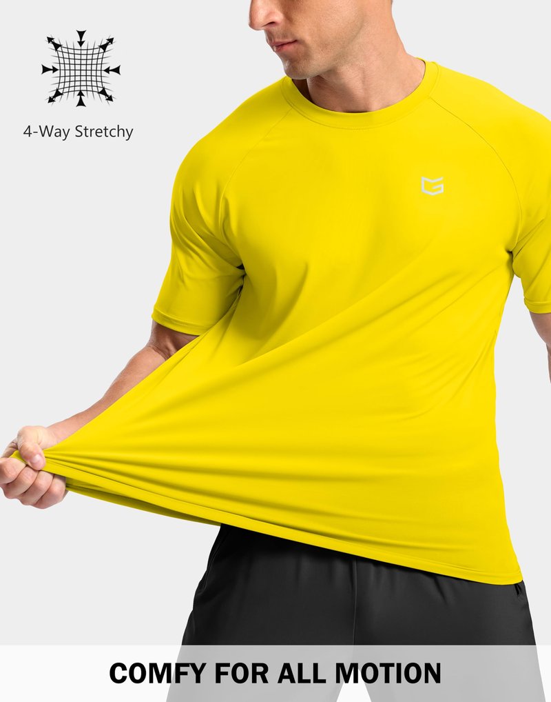 G Gradual Men's Athletic Workout T-Shirts Moisture Wicking Cooling Running Shirts Short Sleeve Performance Tee for Gym Tennis(Yellow,S)