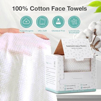 100% Pure Cotton Disposable Face Towel, Soft & Skin Friendly Face Towelettes