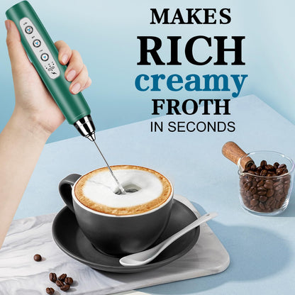 Milk Frother Handheld for Coffee, Electric Whisk 3 Speed Adjustable, Drink Mixer with Stainless 3 Whisks, Rechargeable Hand Frother Wand, Foam Maker for Latte Cappuccino Matcha Egg Silver