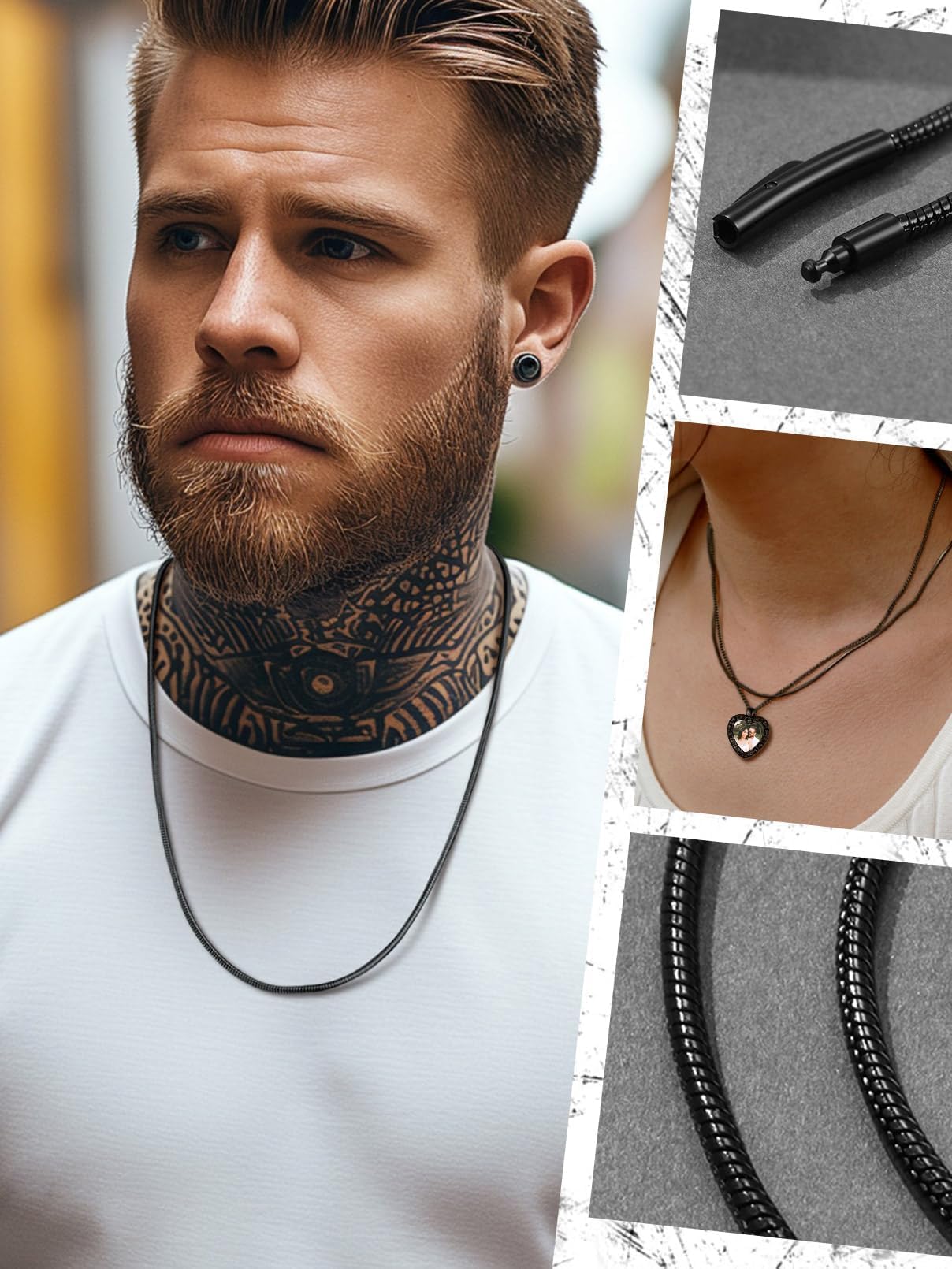 FaithHeart Snake Chains for Women Black Stainless Steel 2 MM Mens Chain Necklace 18 Inch Choker Chains for Ladies