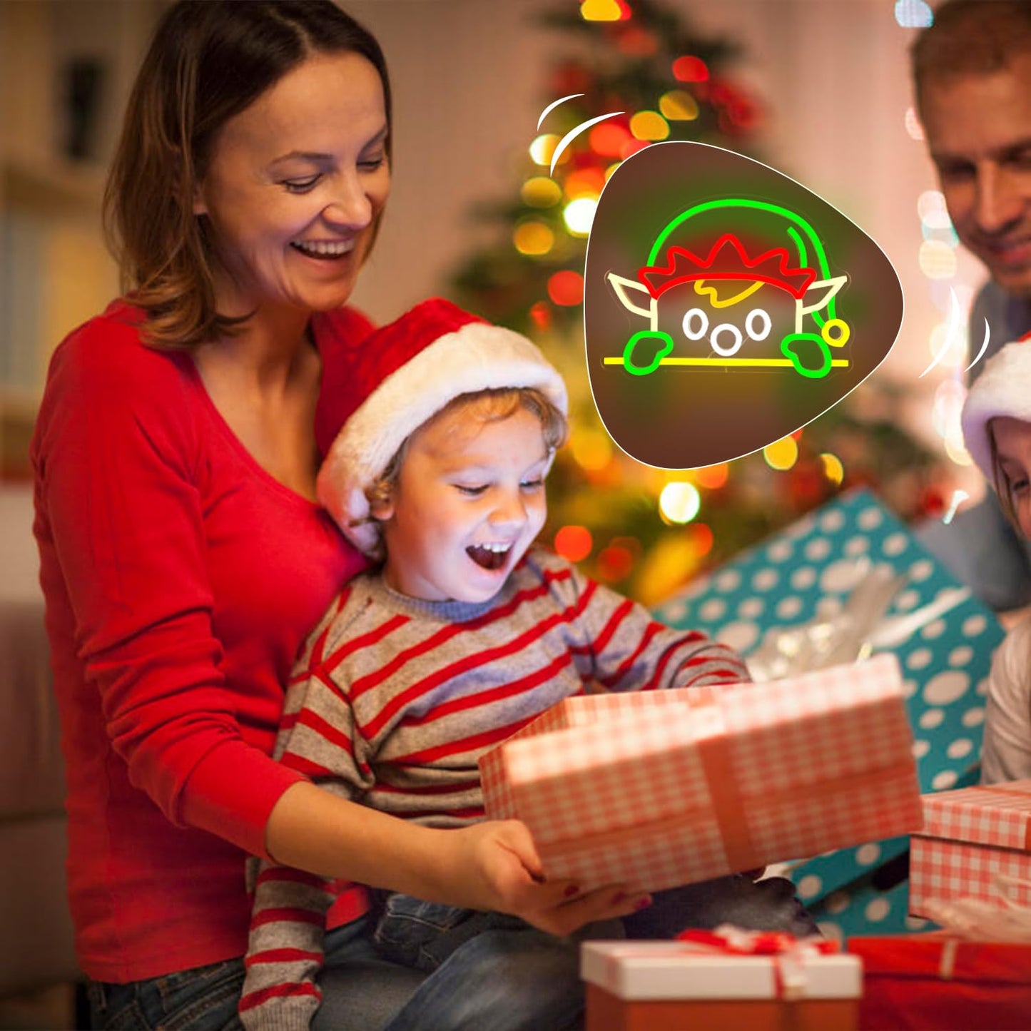 Vveikea Christmas Neon Sign Christmas Elfs Led Sign Dimmable Neon Lights Led Window Decorations Light Up Xmas Sign Lighted Holiday Little Elf Wall Decor