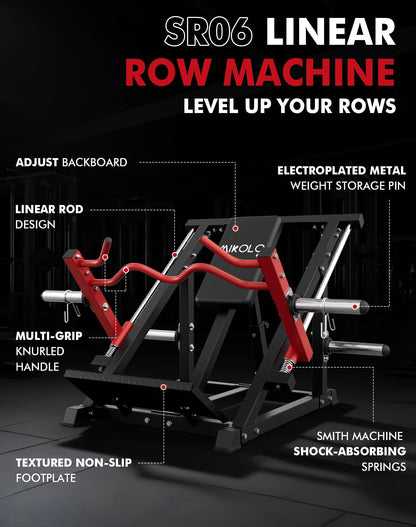 Mikolo Linear Row Machine, Back Workout Machine for Home Gym, Plate-Loaded Back Machine with Linear Bearing, Back Row Machine LAT Training Equipment SR06 Ultra(Machine Only)