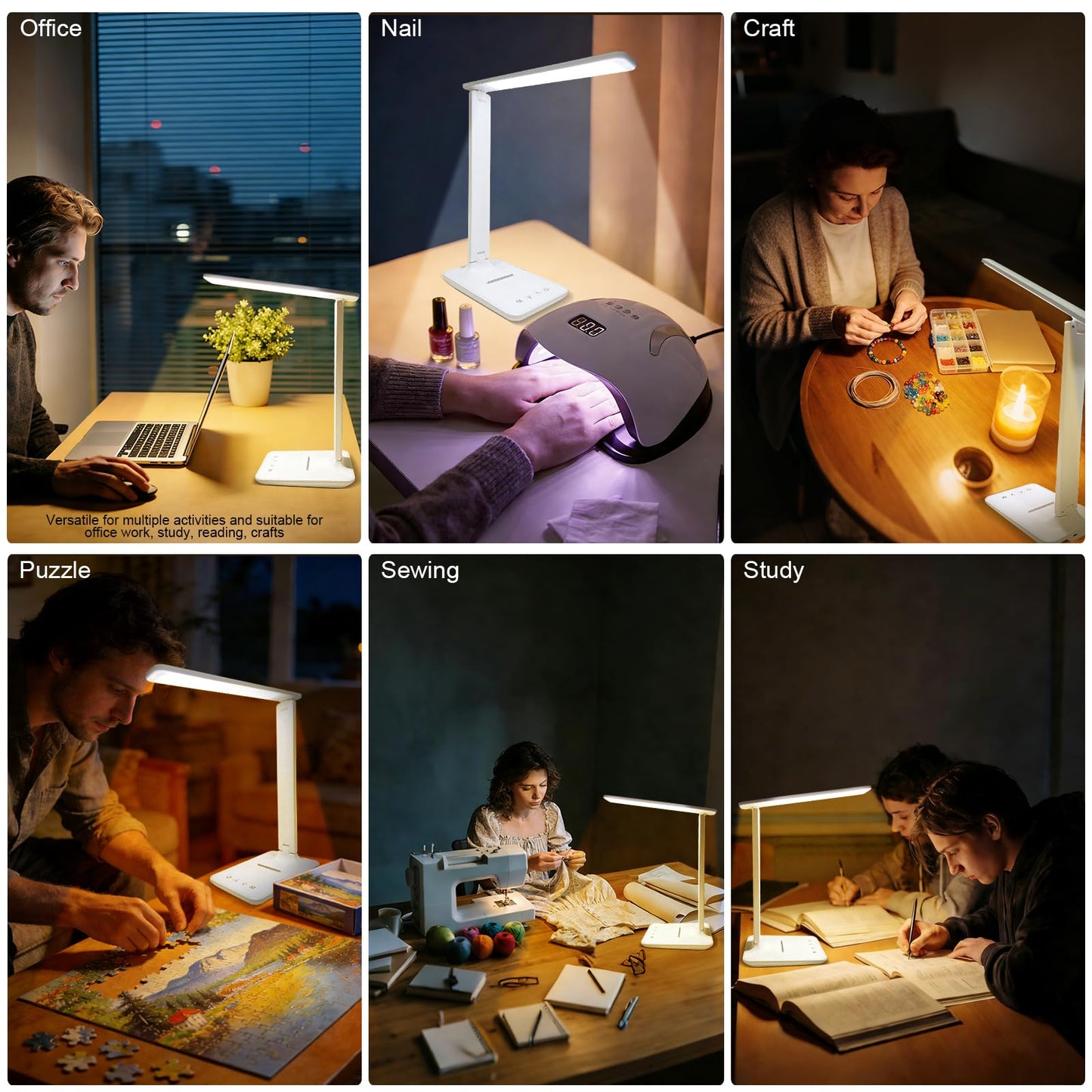 LED Portable Bright Rechargeable Desk Lamp, 4000mah Dimmable Touch Battery Operated Eye-friendly Desk Light With Charger, Adjustable Modern Cordless Table Lamps For Office Home Nail Craft Puzzle White