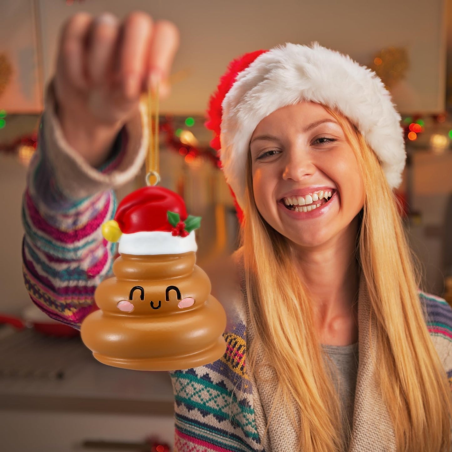 Burbell 3 Pcs Funny Christmas Ornaments for Tree Christmas Pooping Gag Gifts Resin Santa Hat Reindeer Snowman Hanging Ornaments Decor for Xmas Tree Naughty Holiday Party Favor, 3 Styles