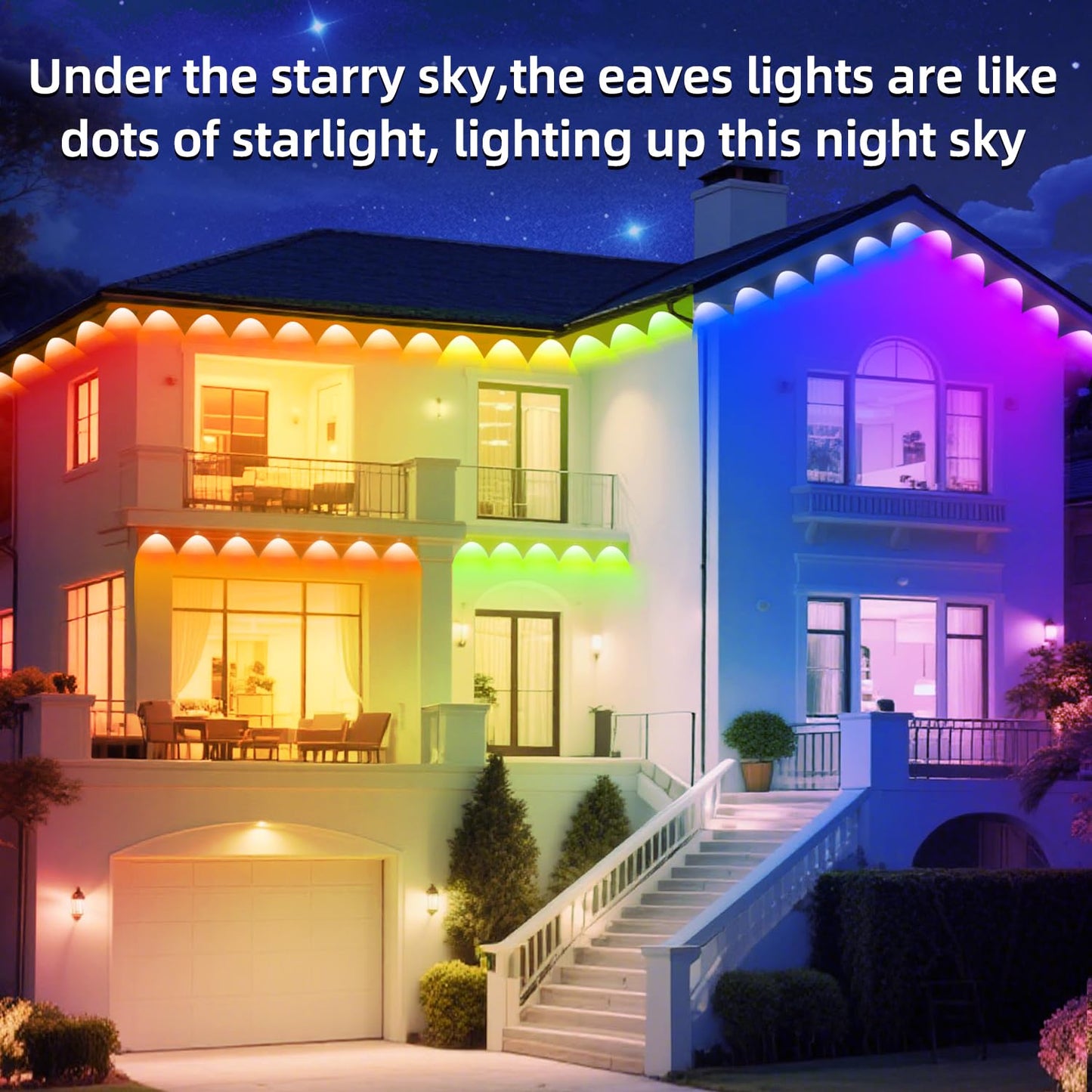 Rroetxi 300FT Permanent Outdoor Lights, IP67 Waterproof LED Lights, App/Remote Control Outside Light, Permanent Christmas Lights for House Christmas Party Festival Decoration (2 Rolls, 150 FT)