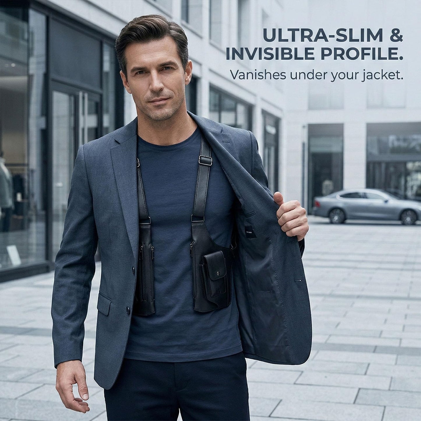 Cross-Body Sling Pack, Classic Shoulder Satchel, Pickpocket-Proof Hidden Crossbody Sling Bag, Slim Undercover (Black)