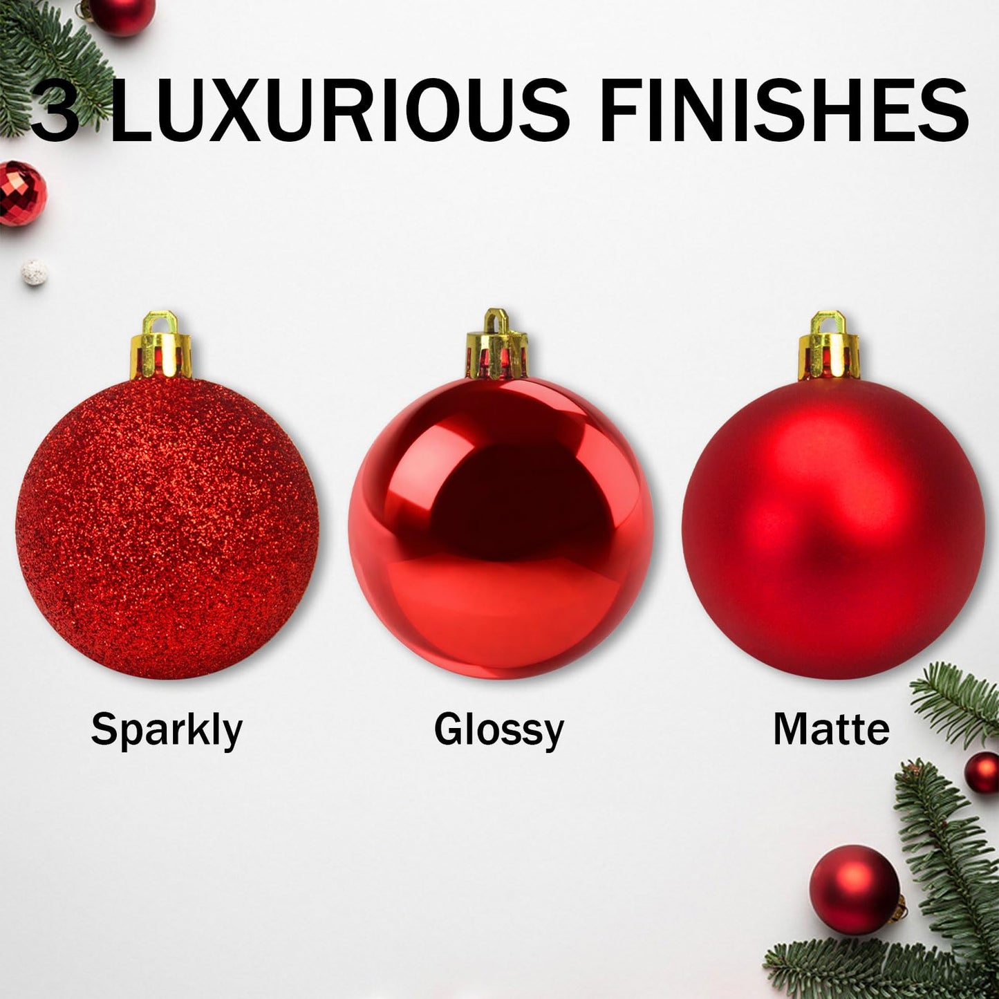 Napzy 24 Count Shatterproof Christmas Ball Ornaments Set, 2.36 Inch Red Christmas Tree Decorations for Xmas Holiday Party Decor, Wreath and Garland Hanging Balls